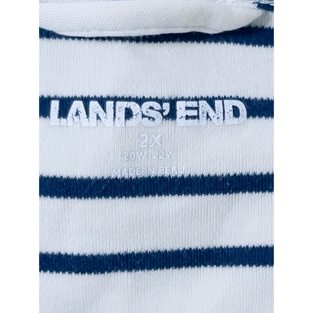 Lands' End Womens Striped Dress 2X Blue White  Midi Nautical Coastal Preppy - Picture 7 of 7